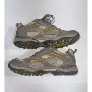 The North Face Womens Size 9.5 Gray Yellow Gore-Tex Low Top Trail Hiking Shoes‎